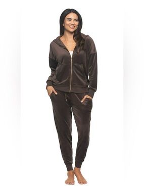 Felina Women's BNWT Velvet Zip Hoodie & Jogger Set in Olive Green Size XS